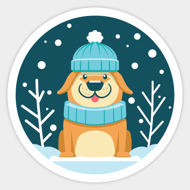 Snowfall Winter Dog Outdoor Sticker by Sunday Mayday